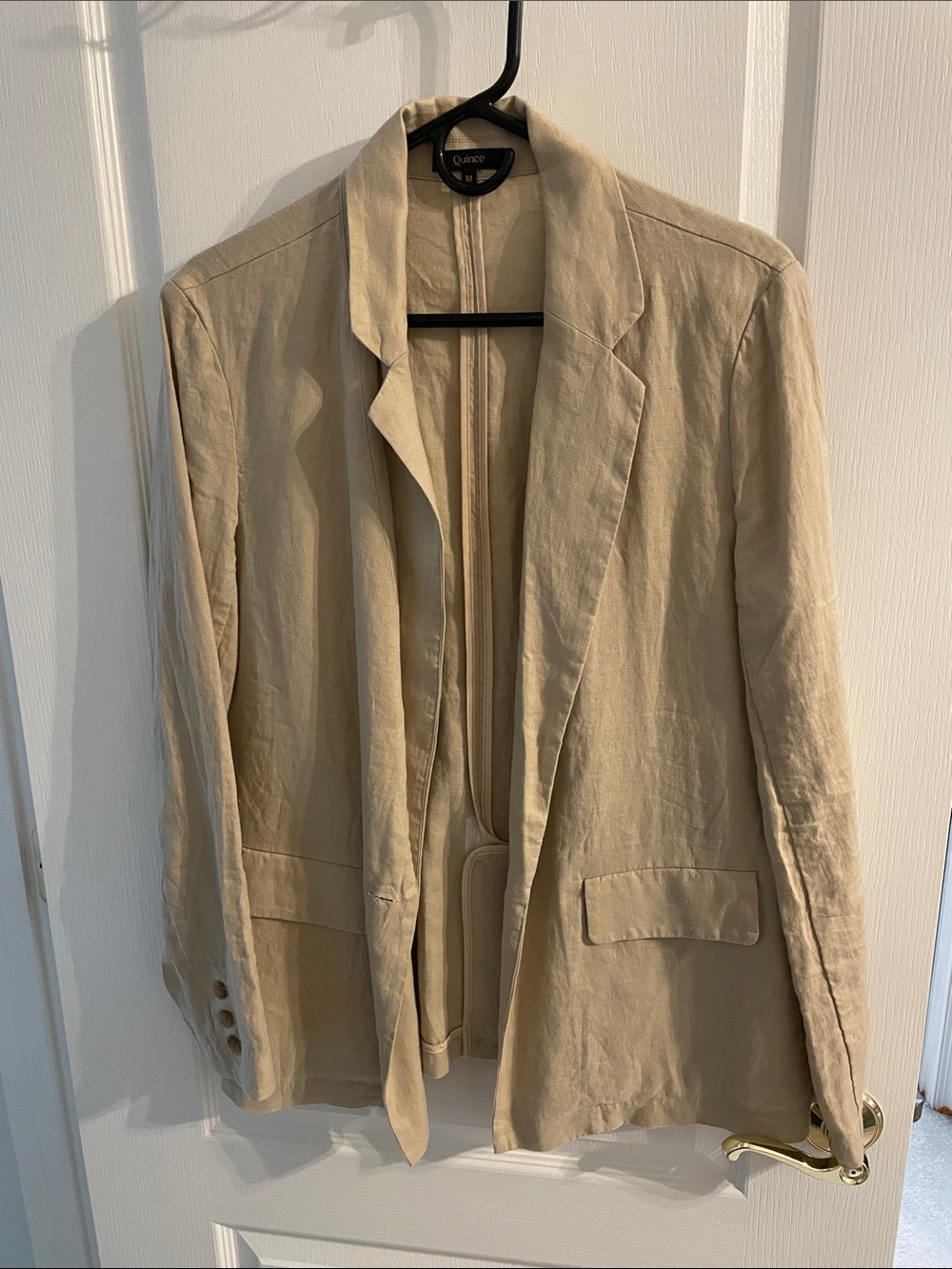 NWOT Quince Beige Linen-Blend Tailored Blazer